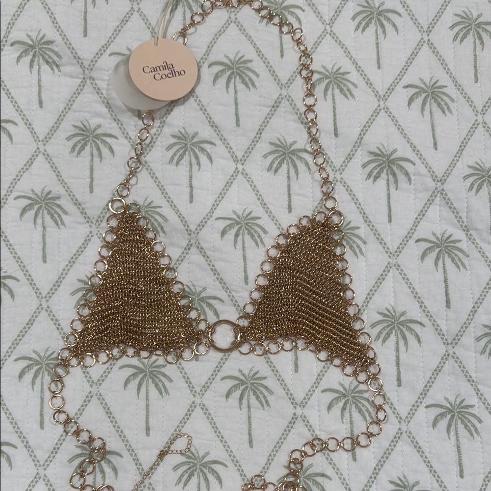 Camila Coelho Metallic Chain Bikini Top